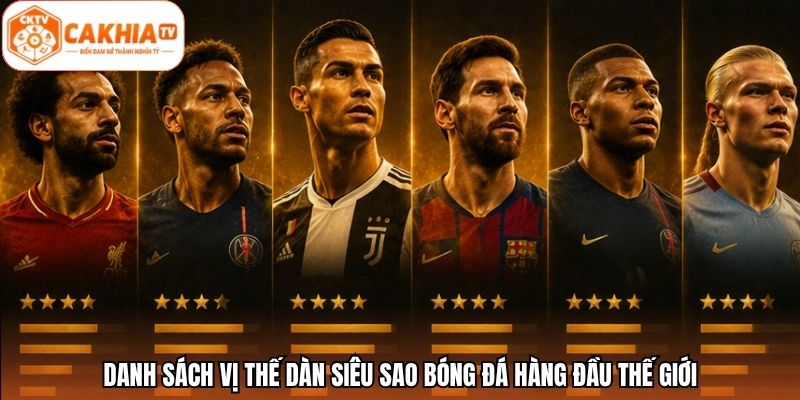 Danh sách vị thế dàn siêu sao bóng đá hàng đầu thế giới